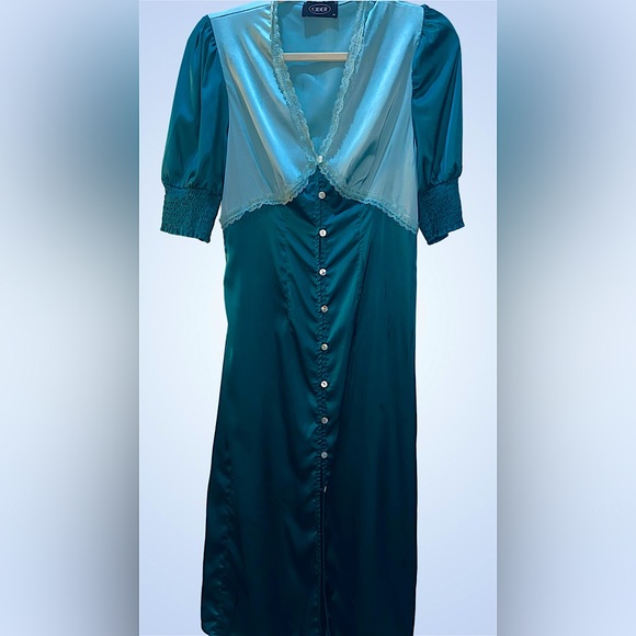 Cider Turquoise Lace Trim Maxi Dress - Picture 1 of 2